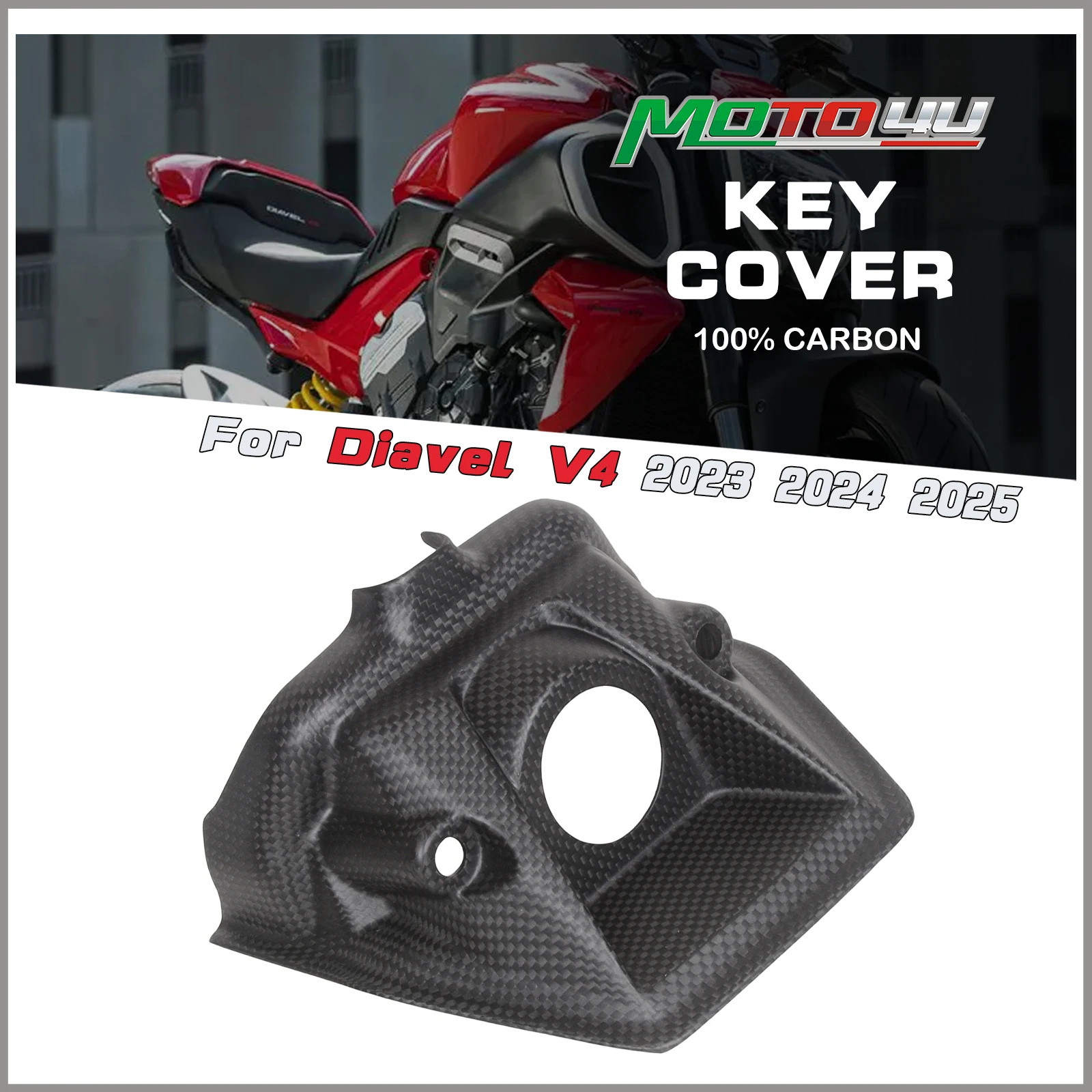 

For Ducati Diavel V4 2023 2024 100% Carbon Fiber Key Cover Ignition Cover Trim Cowling Motorcycle Fairing Keyhole Decoration