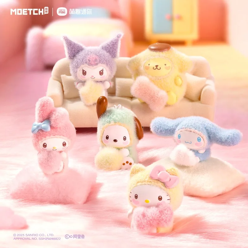 Moerch Sanrio Charaktere Blind Box Spielzeug Flocked-Serie Anime-Figur My Melody Hello Kitty Kuromi Puppen-Modell Spielzeuge – Detail 3