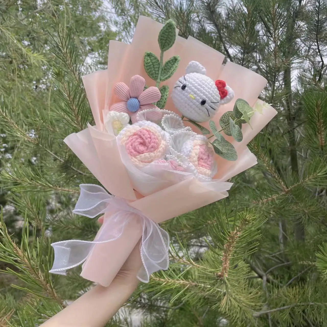 My Melody Kuromi Cinnamoroll Hello Kitty Plush Doll Creative Handmade Sanrio Bouquet Valentine's Day Christmas Graduation Gifts