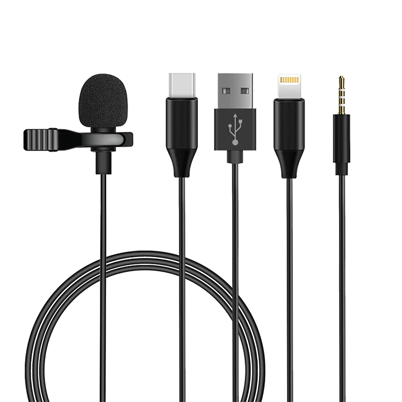 

OEM Free 3.5mm Jack Type-C USB Mini Lavalier Wired Lapel Condenser Microphone for Smartphone Use