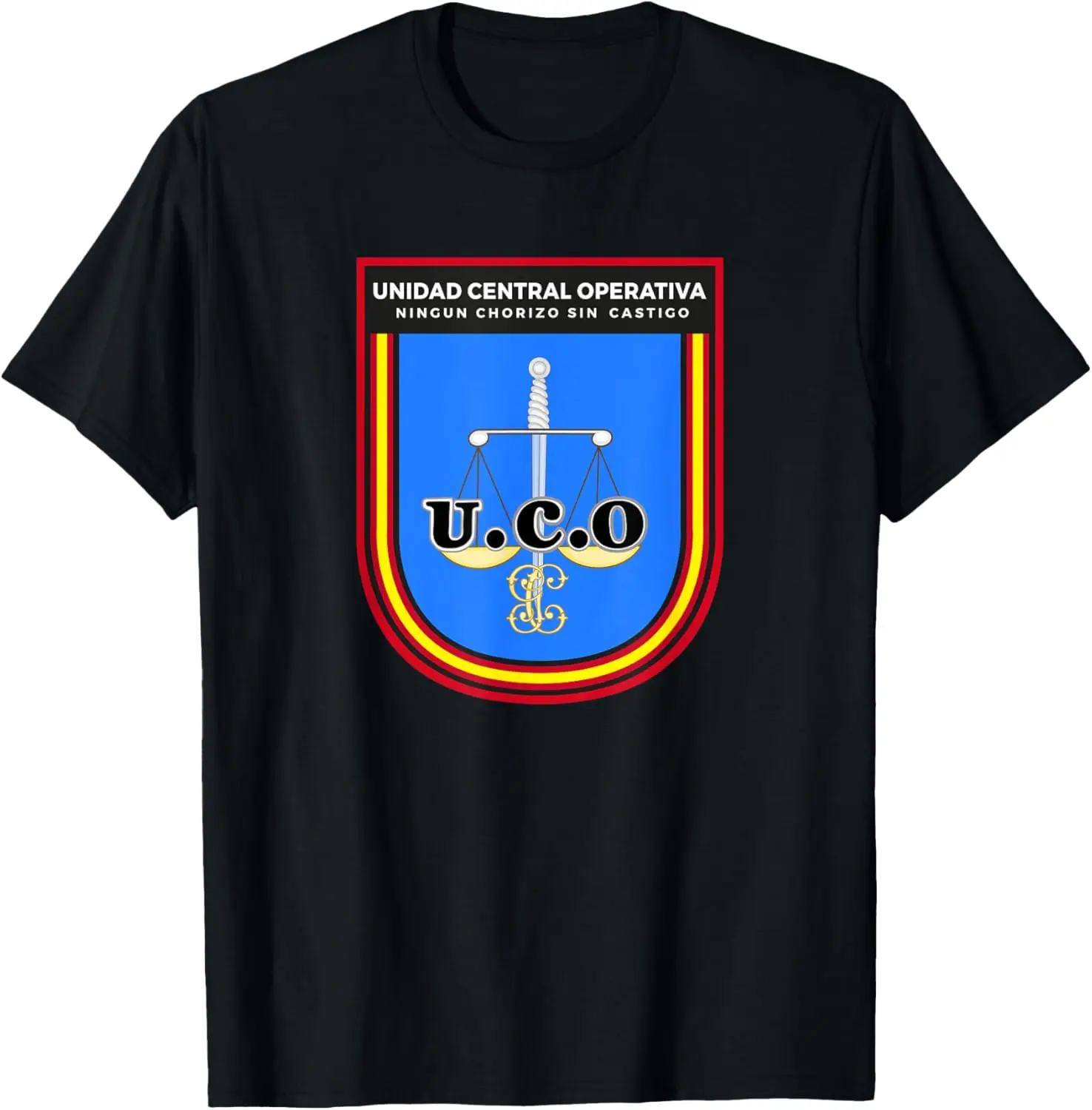 

Emblema UCO. Ningún Chorizo Sin Castigo. Camiseta T-shirt Short Sleeve Casual 100% Cotton Shift