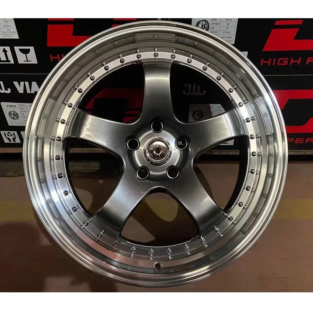 5x108 5x112 5x114.3 5x130 5x120 2 pieces deep dish silver color concave Chrome alloy 5 hole work wheel rims