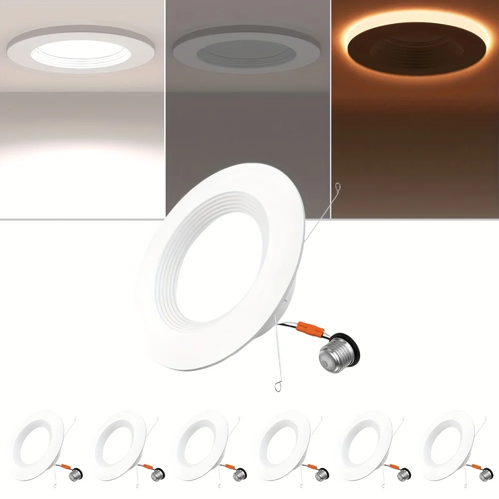 

Slaclite 6/12 Pack 6 Inch LED Recessed Lighting Retrofit with Night Light (2000K), 2700K/3000K/3500K/4000K/5000K Selectable, Dimmable LED Can Lights, 15W, CRI 90, Retrofit Installation Downlight for Ceiling Bedroom Kitchen