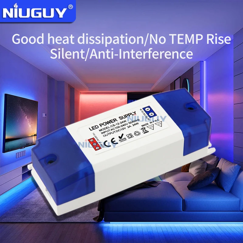 تيار مستمر 12 فولت 24 فولت LED الجهد المنخفض توريد صغير الجهد المستمر الناتج 24 واط محول التيار المتناوب 100-240 فولت LED الإضاءة