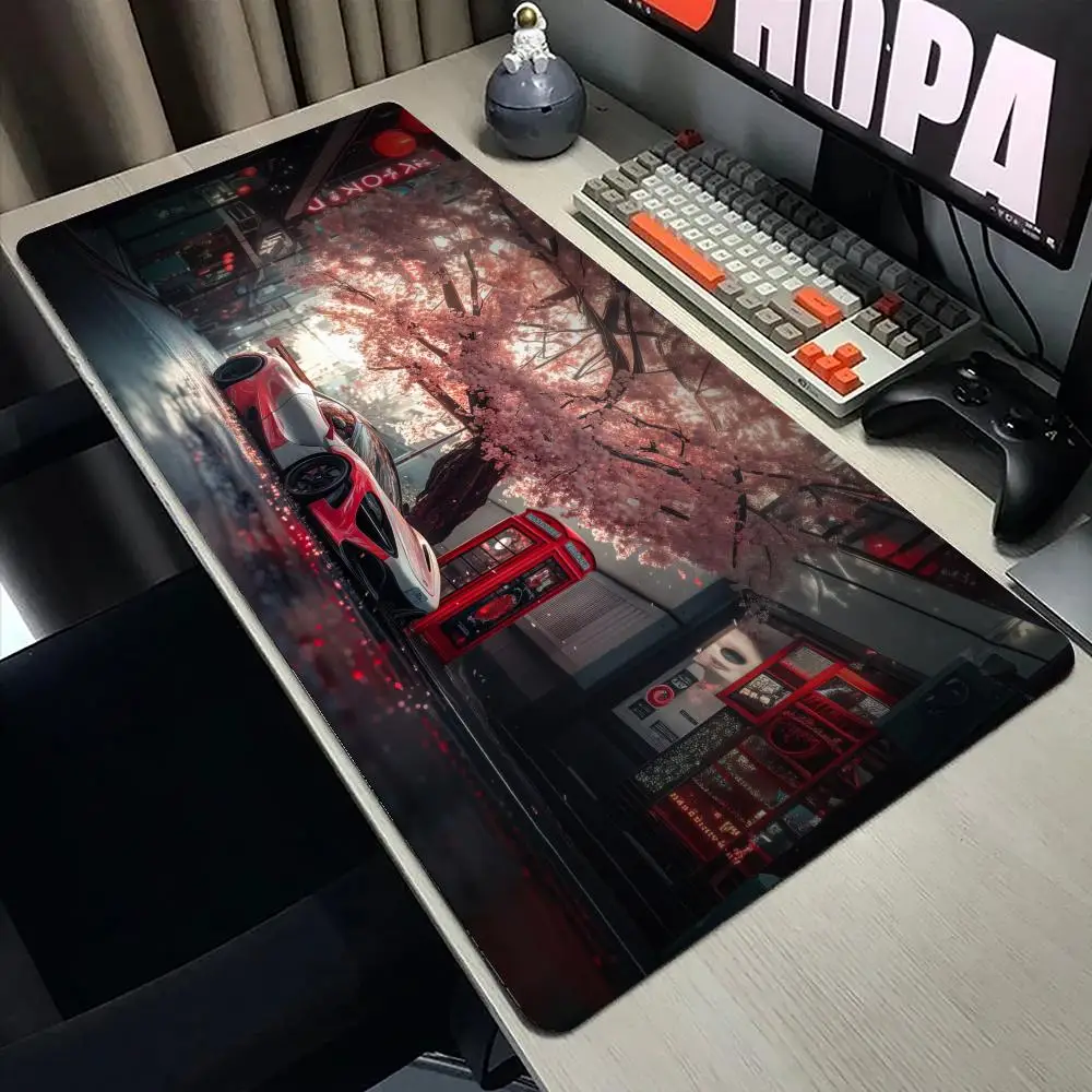 

Racing under the cherry blossom trees Mouse Pad Large Gaming Rubber Mousepad XXL Non-slip Table Mat Office keyboard Long Deakmat