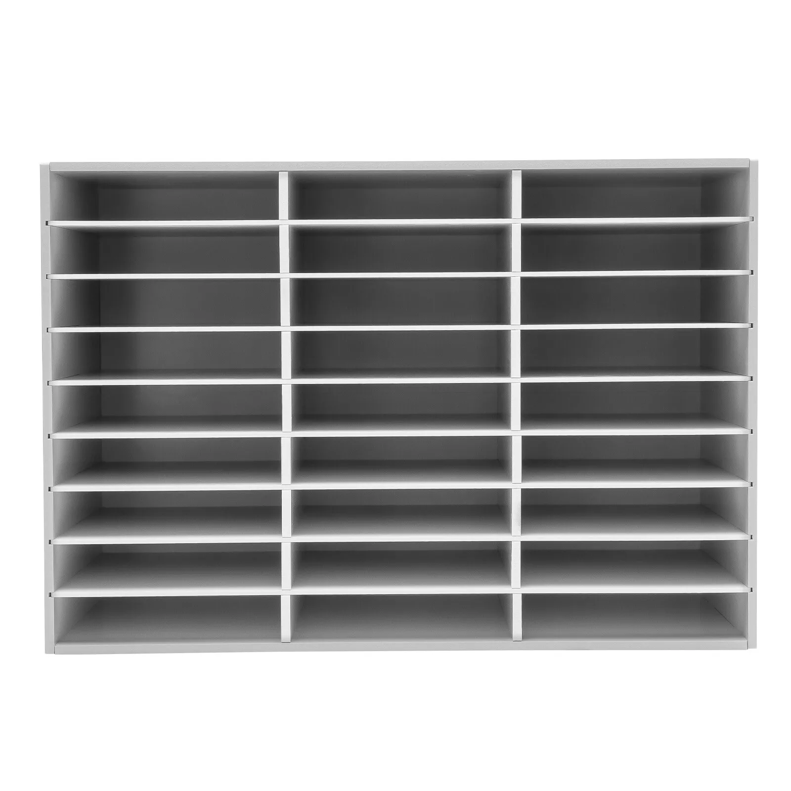 رف منظم أدب مكون من 27 فتحة - صندوق بريد PVC أبيض للفصول الدراسية والمدرسة المنزلية وخزانة ملفات تخزين الملفات المكتبية