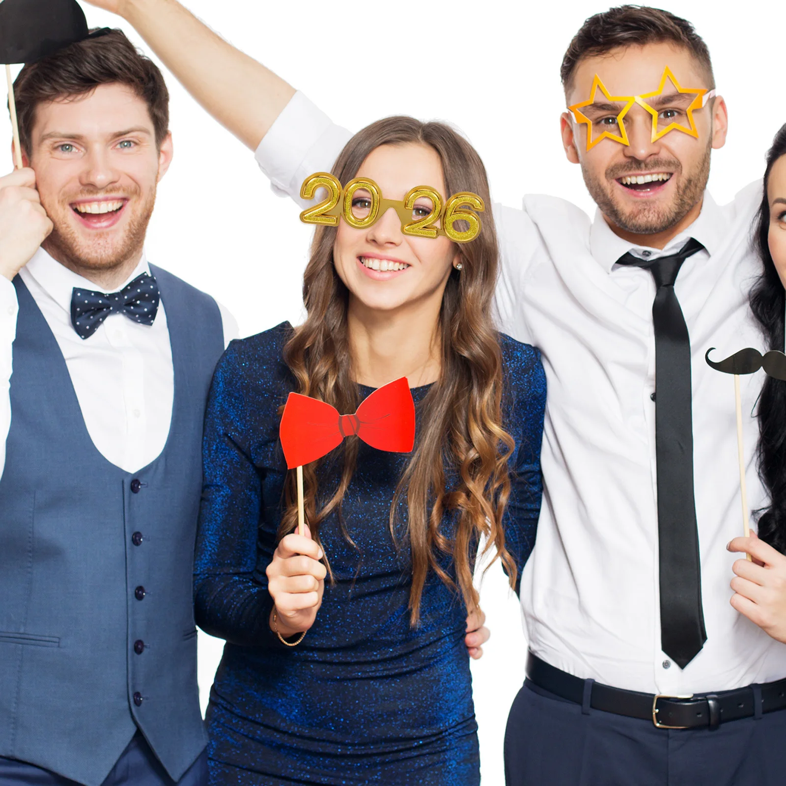 

Glitter Holiday Party Glasses Photo Booth Props New Year Eve Eyeglass Happy Eyeglasses