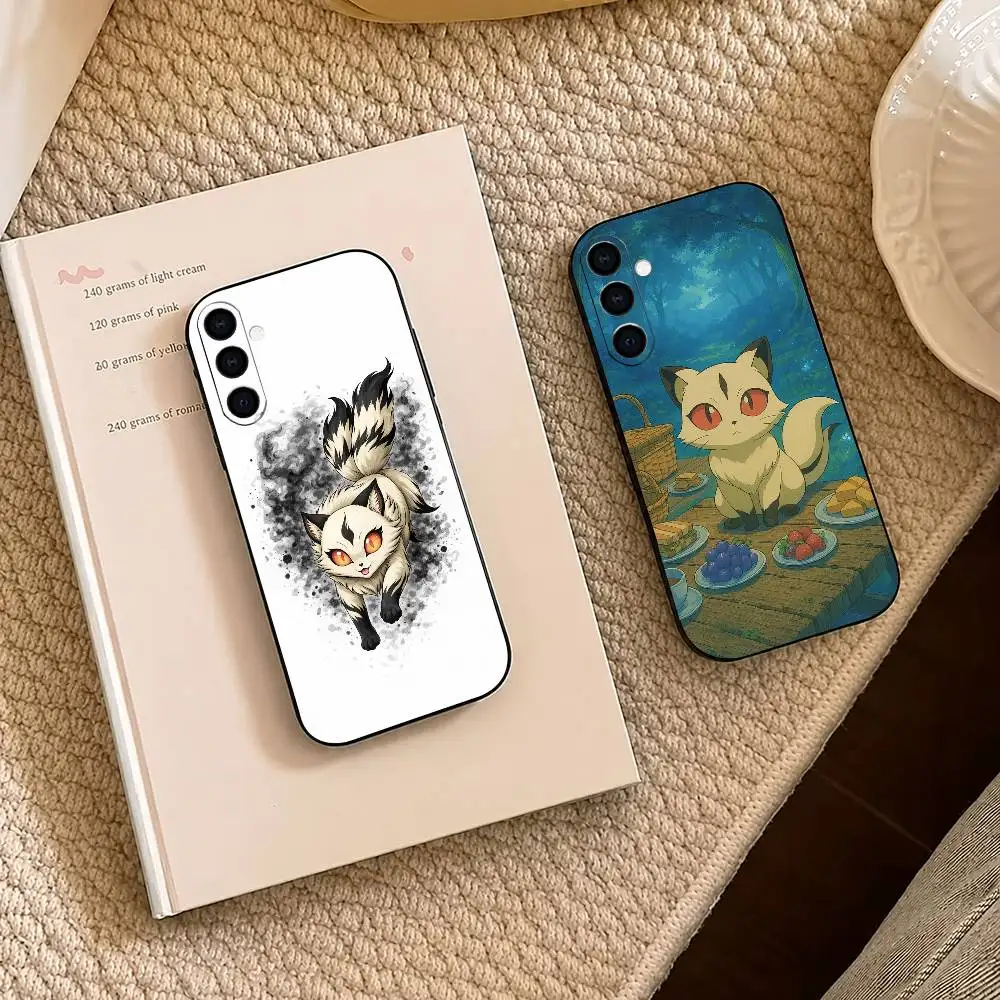 Nekomata cute Kirara L-InuYasha Black Soft Silicone Phone Case for Samsung A73 20,21,22,31,32,52,53,72