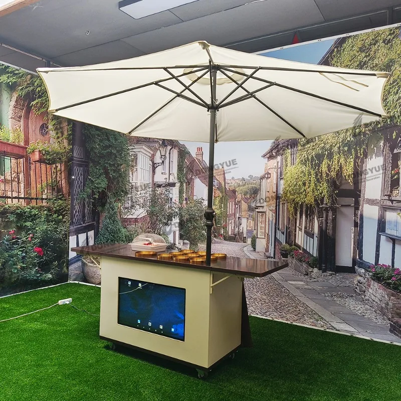 

Custom Design Foldable Candy Cart Mobile Food Cart For Sale with Light Emitting Diode Screen