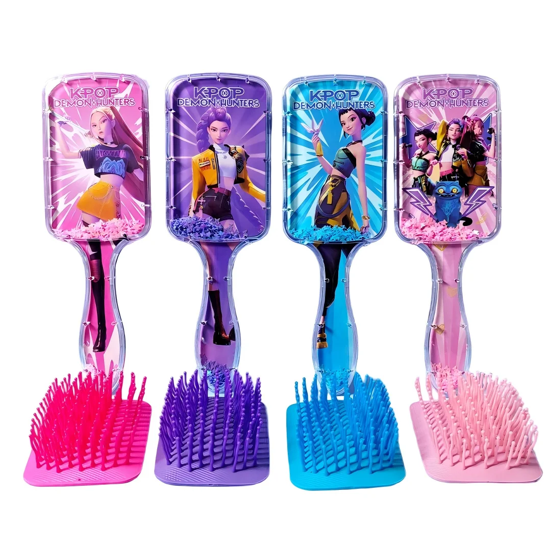 En stock – Peigne Kpop Demon Hunters Cartoon Rumi Mira Zoey – Peigne de massage à coussin d'air – Accessoires d'anime – Cadeau d'anniversaire pour fille