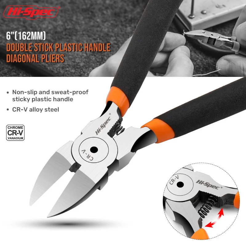 Cortadores de Fio Pinças Alicates Diagonais Cr-v Alicates de Plástico Hi-spec Pinças de Cabo de Fio Elétrico Cortadores de Corte de Cortes Laterais 1pc
