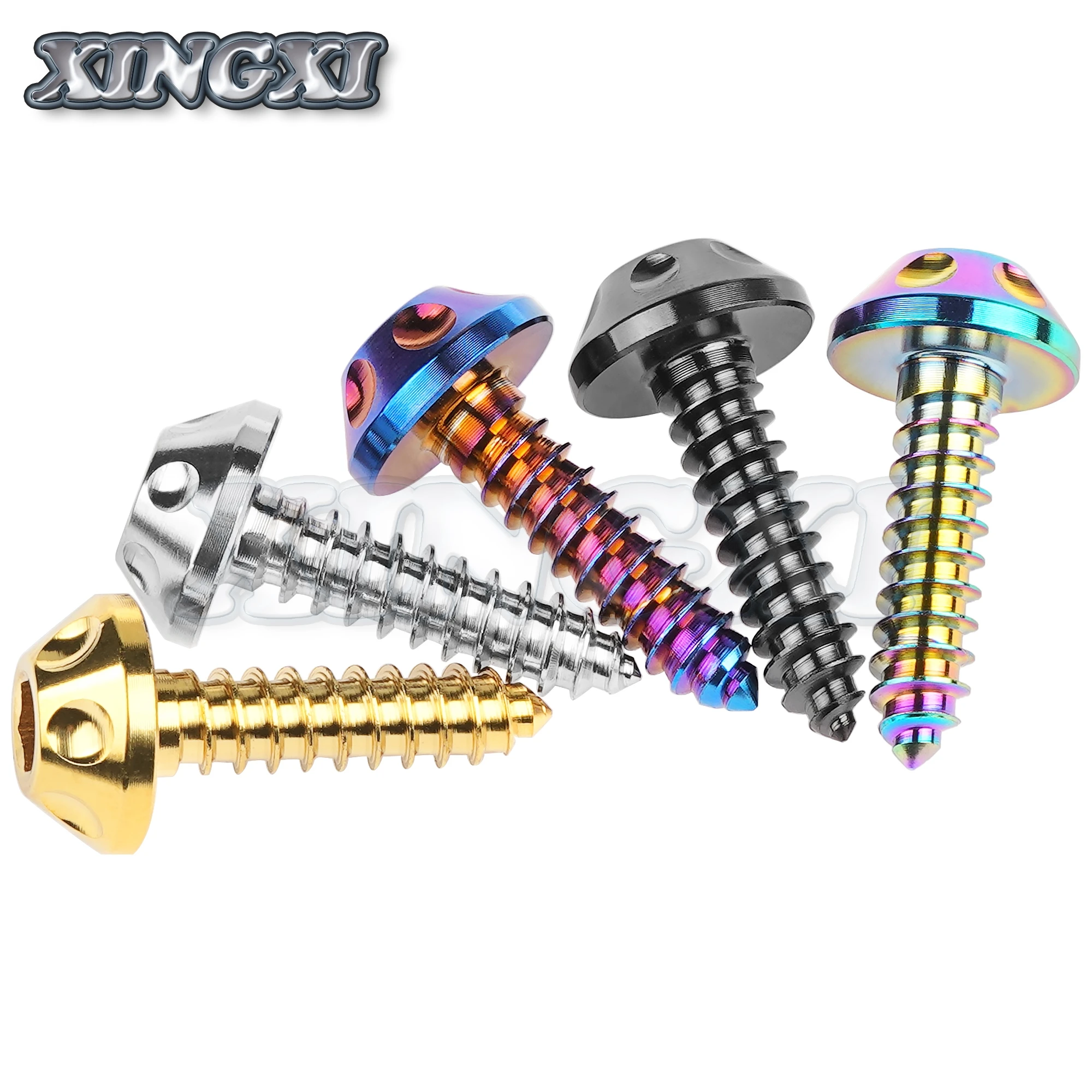 xingxi Titanium Bolt M5x20mm Self-Tapping Button Hex Head Screws Bolt for Motorcycle Bike Car