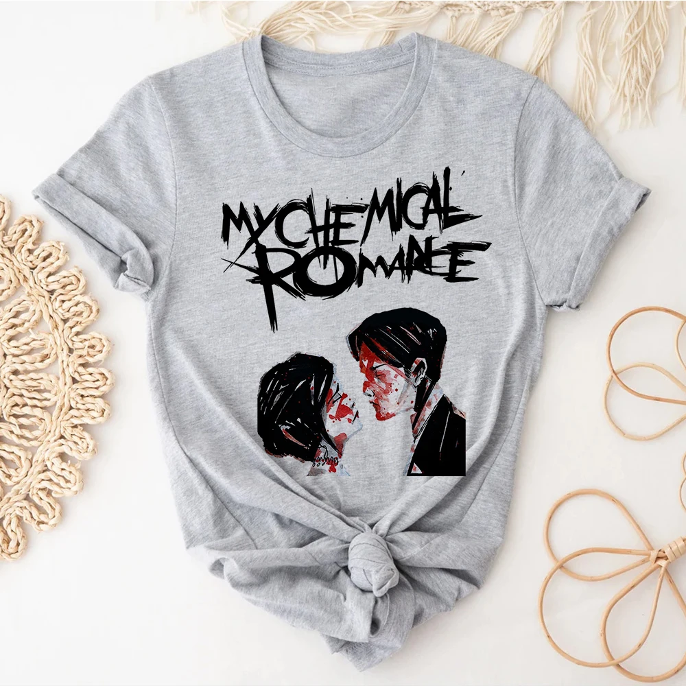 Mcr My Chemical Romance t-shirts women stretchy patterned top female harajuku 2000s clothing