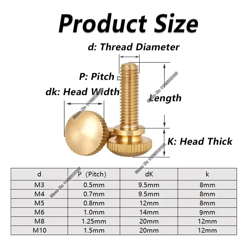 2-5pcs Brass Knurled Hand Tighten Screws M3 M4 M5 M6 M8 M10 Round Head Copper Step Thumb Screw Hand Grip Knob Bolts Thumbscrews