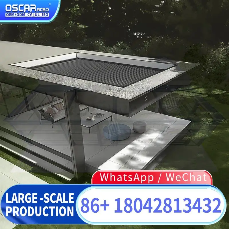 Waterproof Adjustable Roof Outdoor Bioclimatic Structure Garden Shade Pavilion for Patio Backyard pergola