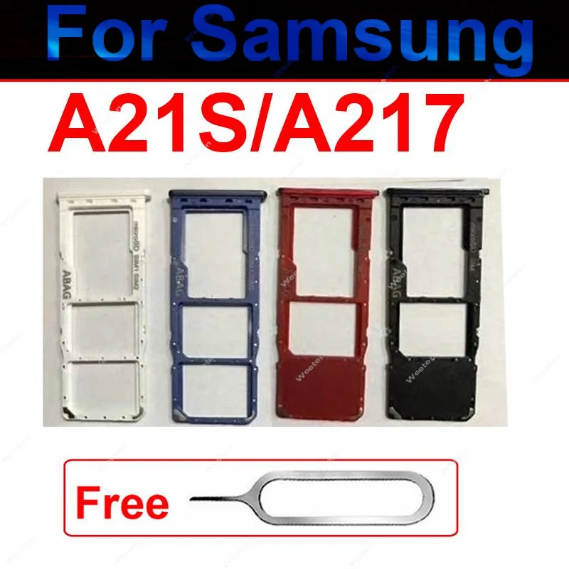 For Samsung A21 A215U SIM Card Tray Holder A21S A217F Dual & Single Sim Card Nano Card Slot Adapter With Pin Replacement Parts