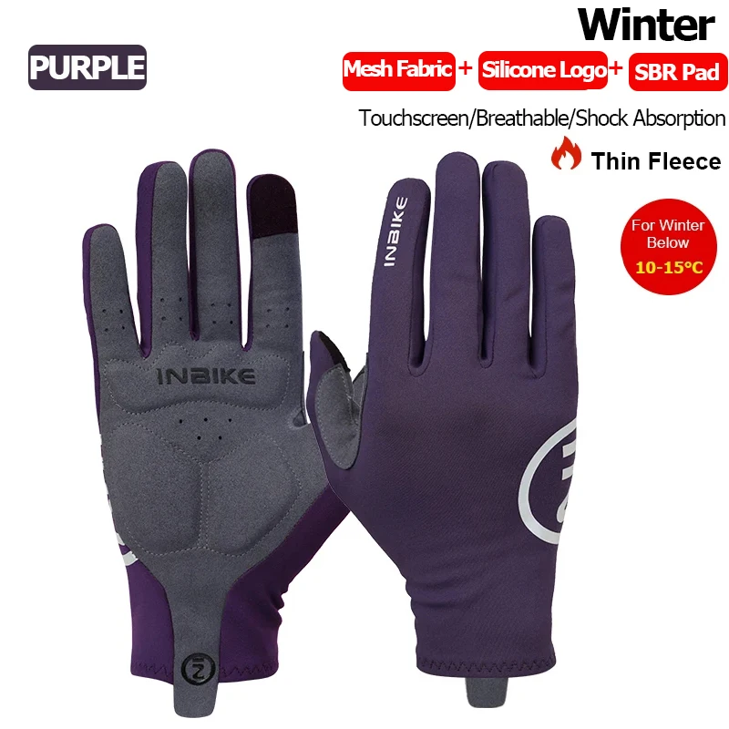 INBIKE 2024 Fahrradhandschuhe, gelpolstert, für Herren, Herbst und Winter, Fleece, Rennradhandschuhe, MTB, Vollfinger-Touchscreen, Fahrradzubehör