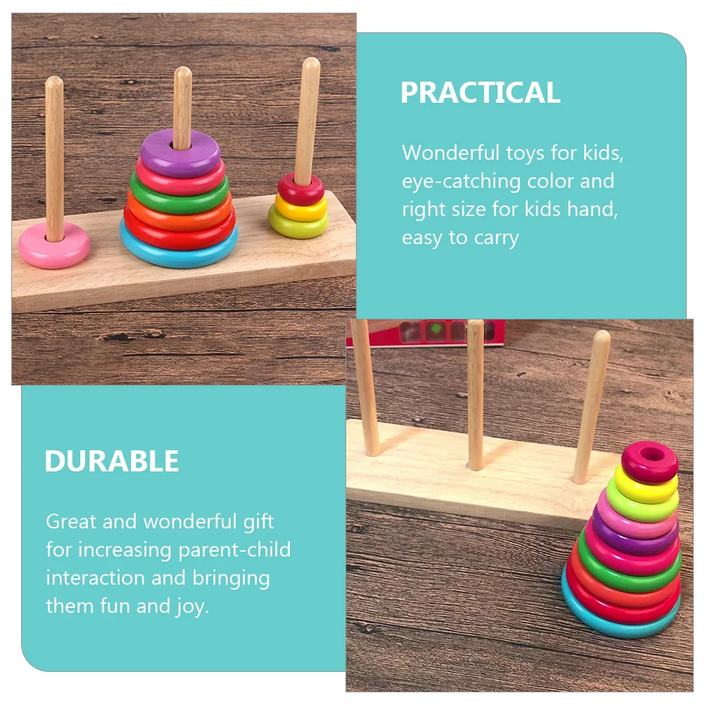 Wooden Tower of Hanoi Educational Toy Kid Childrens Toys Kids Stacking Plaything