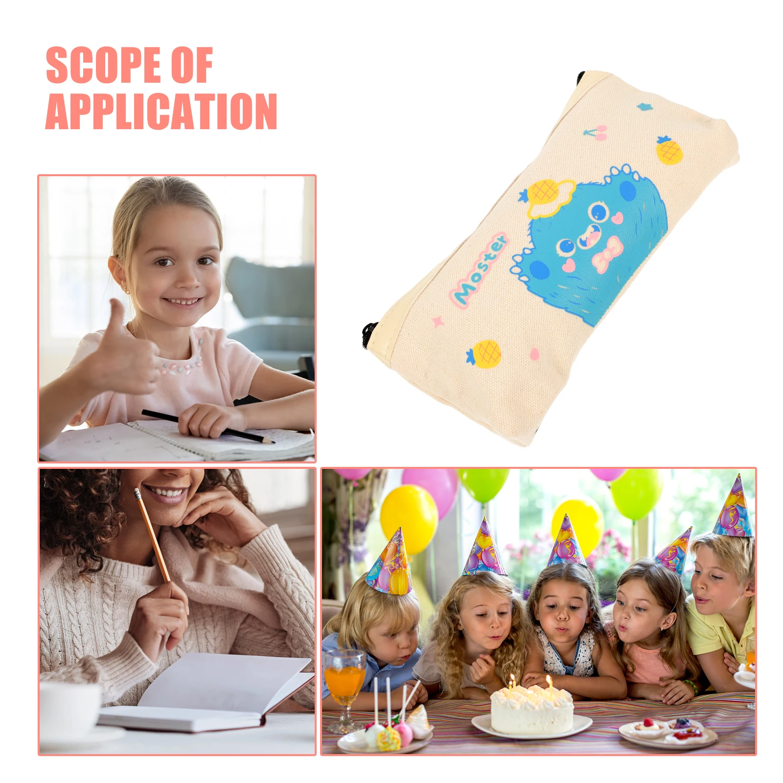 Multi-function Pencil Bag Case Zipper Storage High Capacity Canvas Small Pouch Child