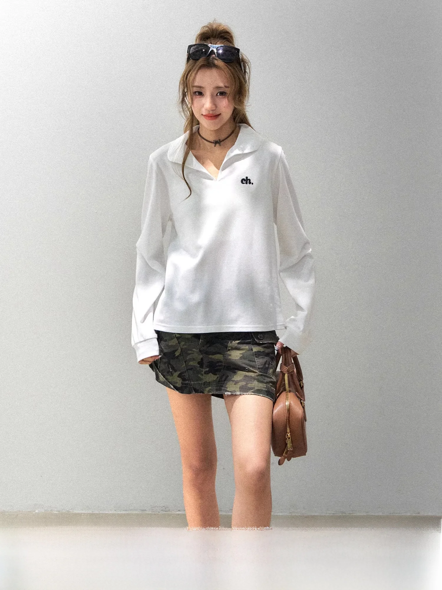 

Футболка Long Sve с вышивкой Ne, женская ранняя осень, новинка Sle, обычный топ с плечами, повседневный топ из смеси хлопка