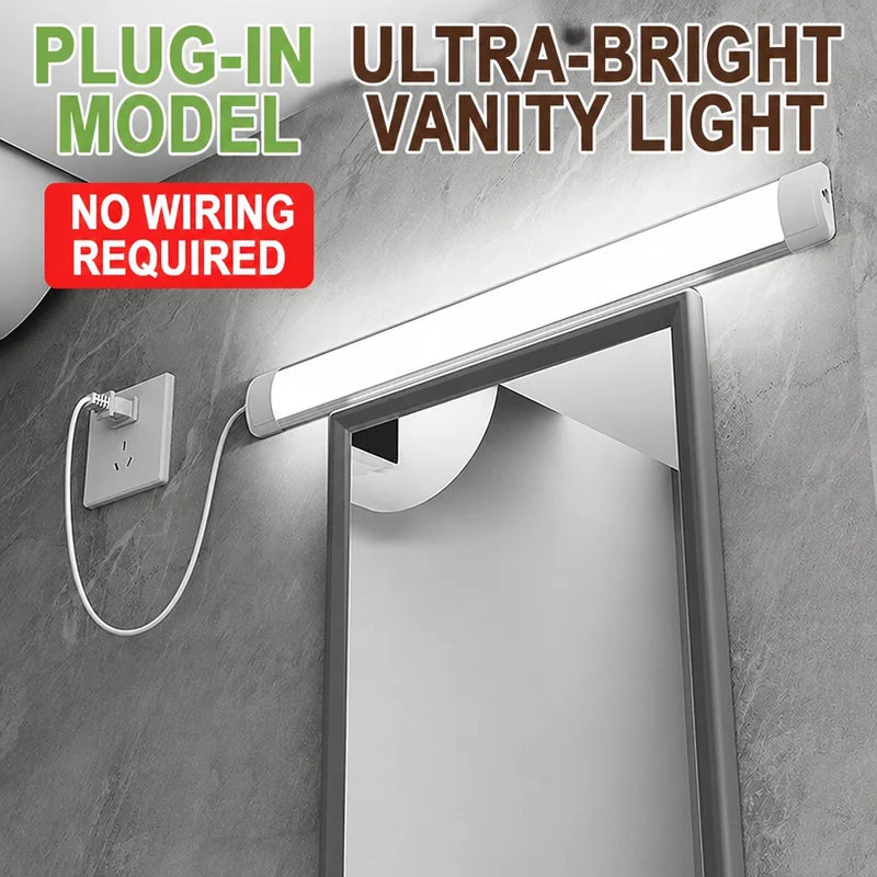 LED Mirror Light 220V LED Cabinet Lights High-Brightness LED Reading Lamp Strip Wall Light Ceiling Lamp 10W 20W With Power Cord