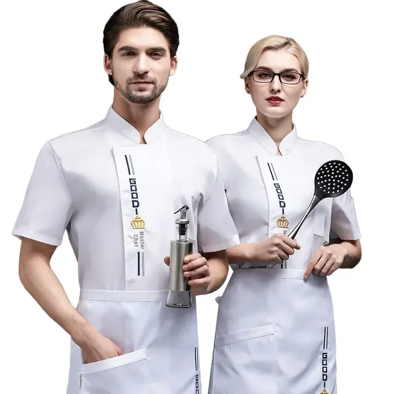 Uniforme de chef de cozinha, hotel, restaurante ocidental, jaqueta de cozinha, panela quente, serviços de alimentos, manga curta, padaria, catering, macacão de trabalho
