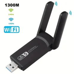 Fengvi-デスクトップおよびラップトップ用のUSB3.0ワイヤレスレシーバー,1300mbps, bluetooth 4.2,デュアルバンド,2.4g/5ghz