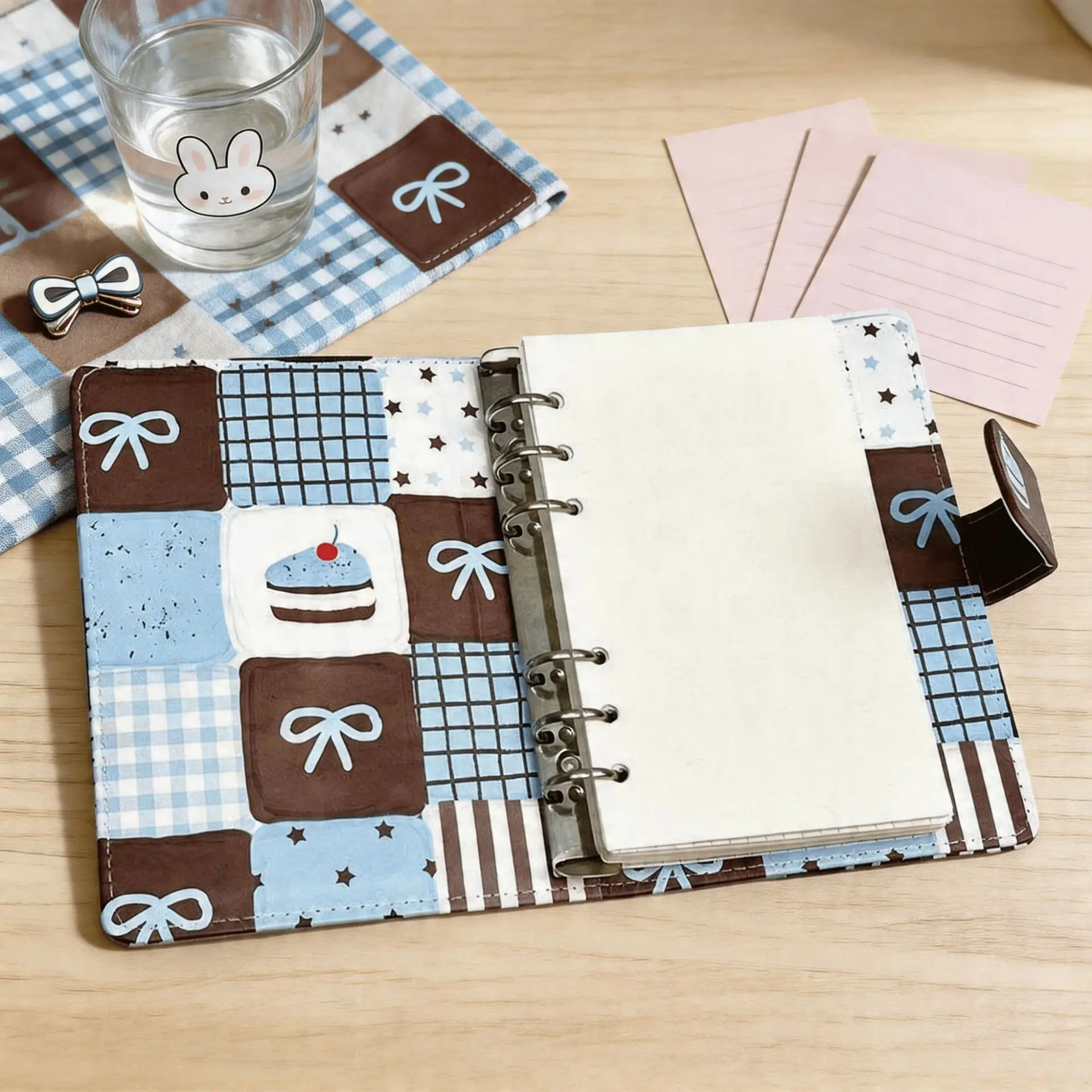 A6 Blue Loose Leaf Notebook With Magnetic Buckle  DIY Binder Photocards Collect Book Diary Agenda Planner Cover Album Stationery