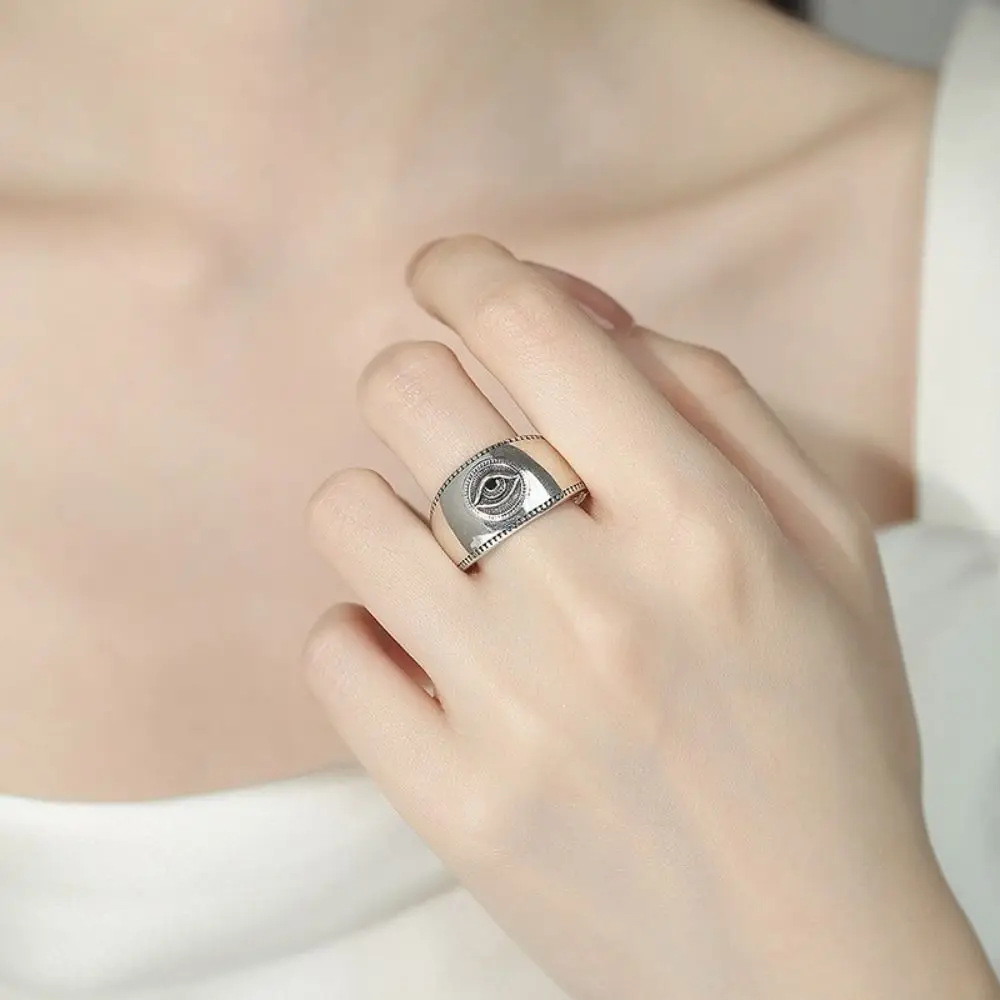 Creative Vintage Eye Finger Ring Gothic Punk Adjustable Opening Rings Retro Resizable Silver Rings Men Women