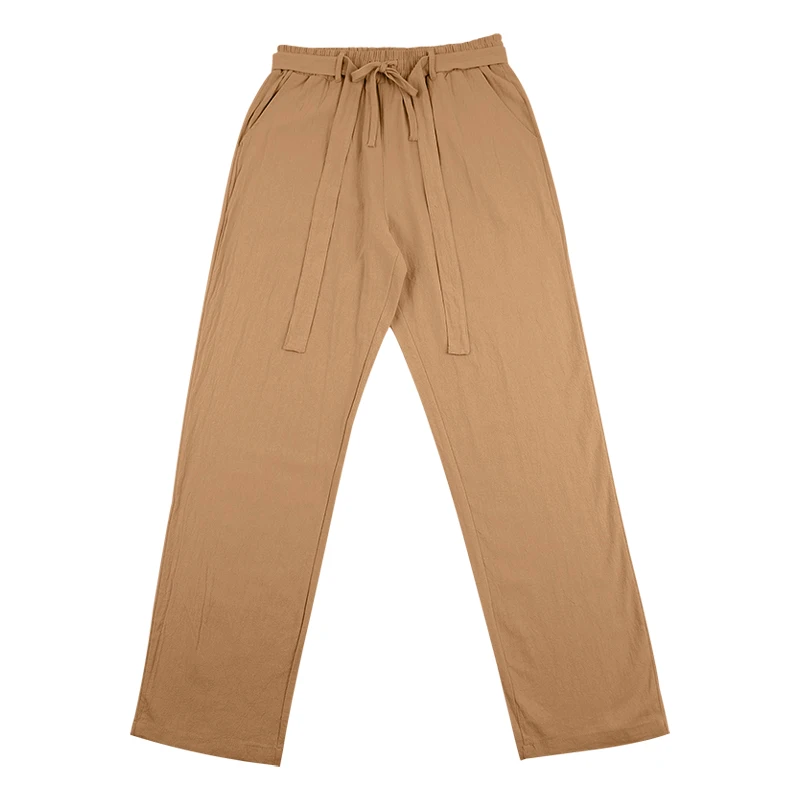 Herrenhose aus atmungsaktivem Leinen mit geradem Bein und elastischem Bund, lässige Urlaubshose für den Strand. – Detail 18