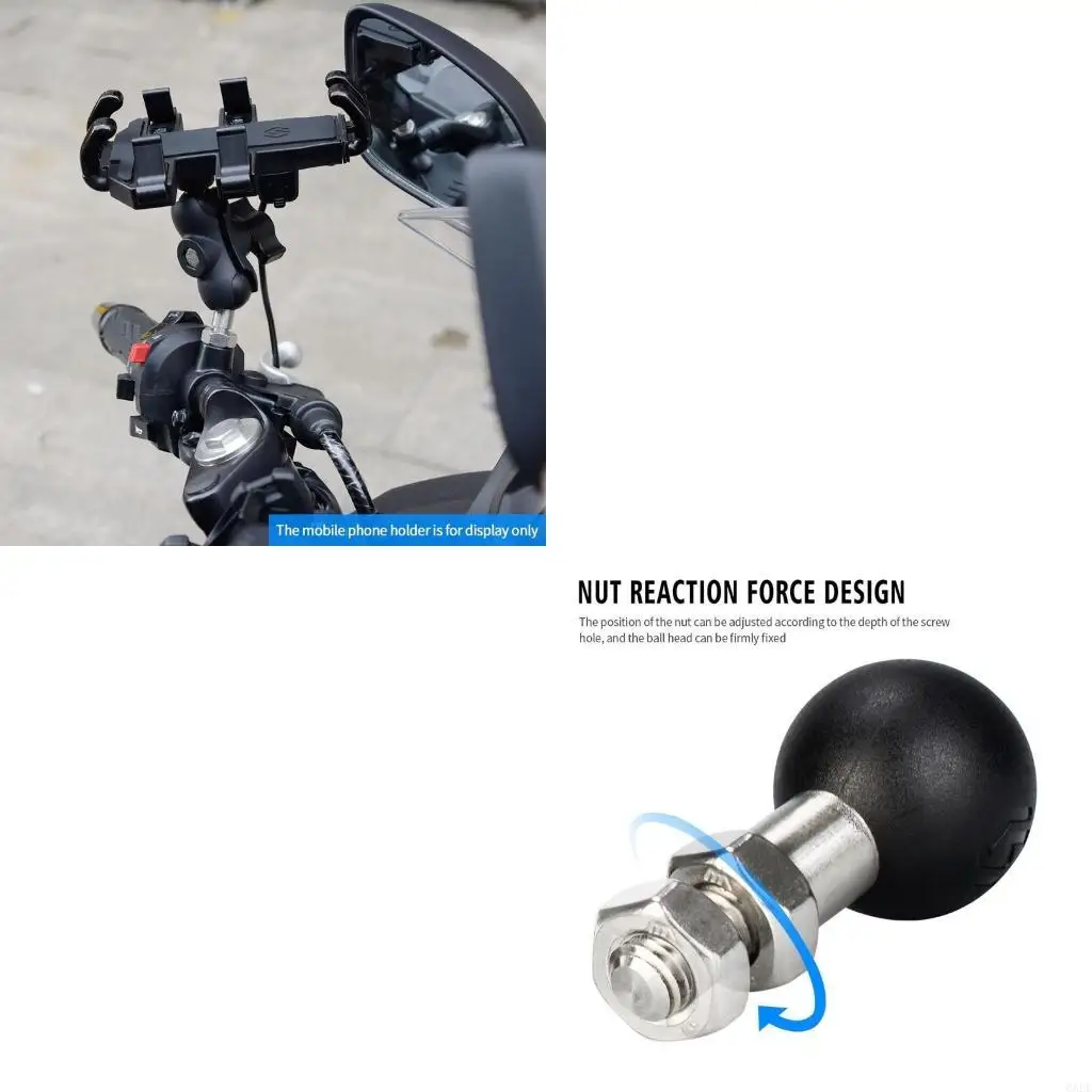 6XDF Handlebar Phone Holder Fixed Bracket Ball Base for Motorbike Rearview Mirror