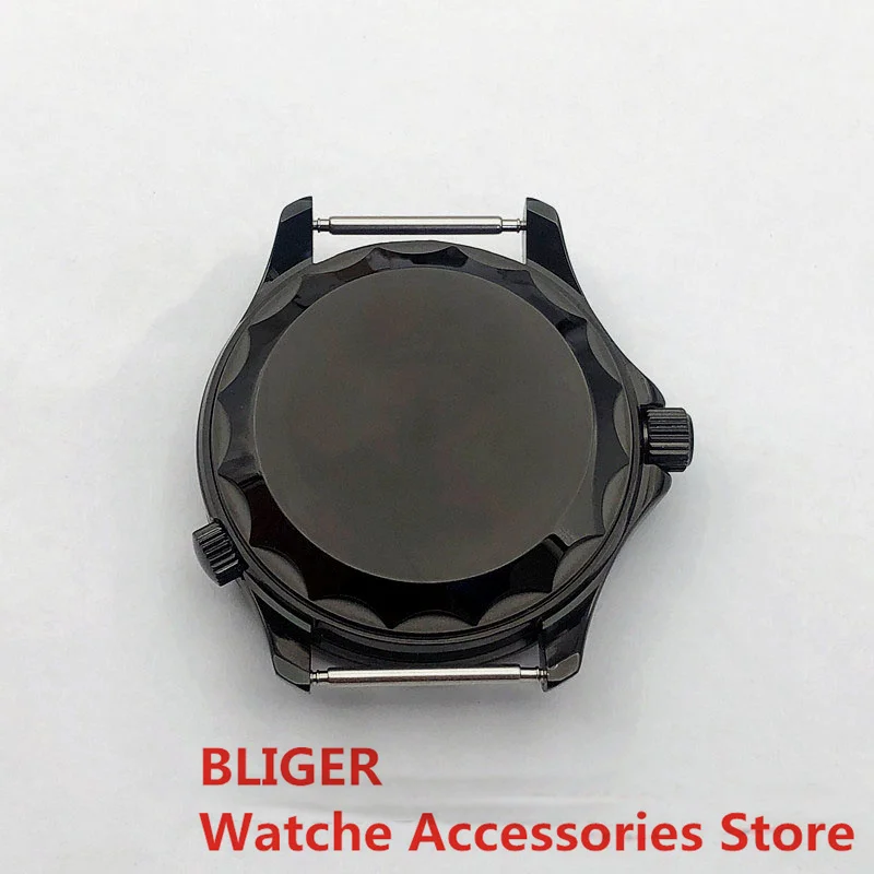 BLIGER 41Mm PVD Ion Đen Đồng Hồ Mặt Kính Sapphire 24 Viên Ngọc NH35 NH36 NH39 PT5000 ETA2836 Miyota 8215 DG3804 Phong Trào