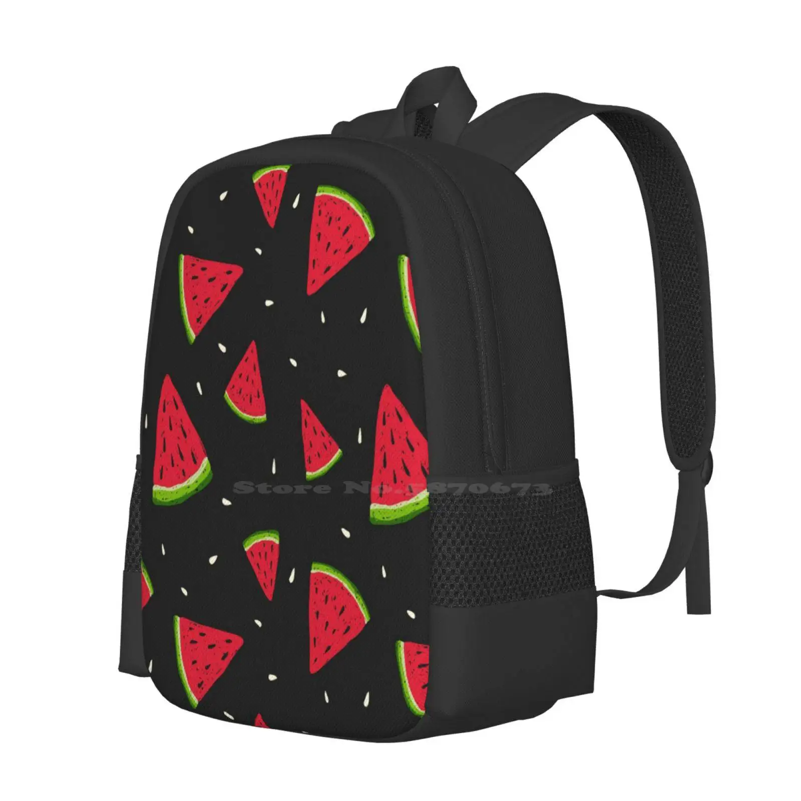 Watermelons In The Dark School Bag Big Capacity Backpack Laptop Watermelon Dark Black Red Juice Fresh Summer Hot Warm Night