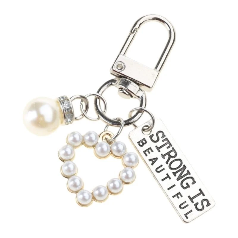 

Contemporary Heart and Pearls Keychain Charm for Styles Savvy Individuals