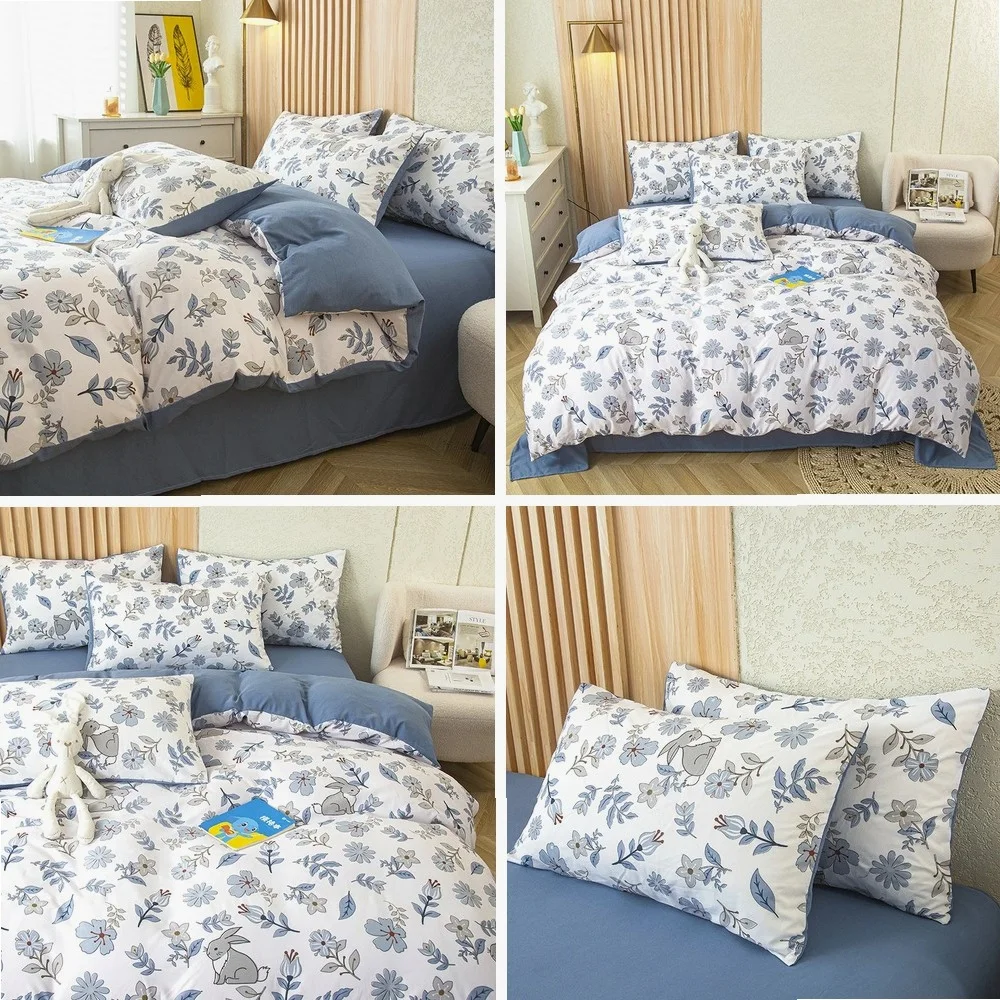 

1pc Flower Printed Duvet Cover Washed Cotton housse de couette 이불커버 Single/Queen/King funda nordica cama 90(without pillowcase)