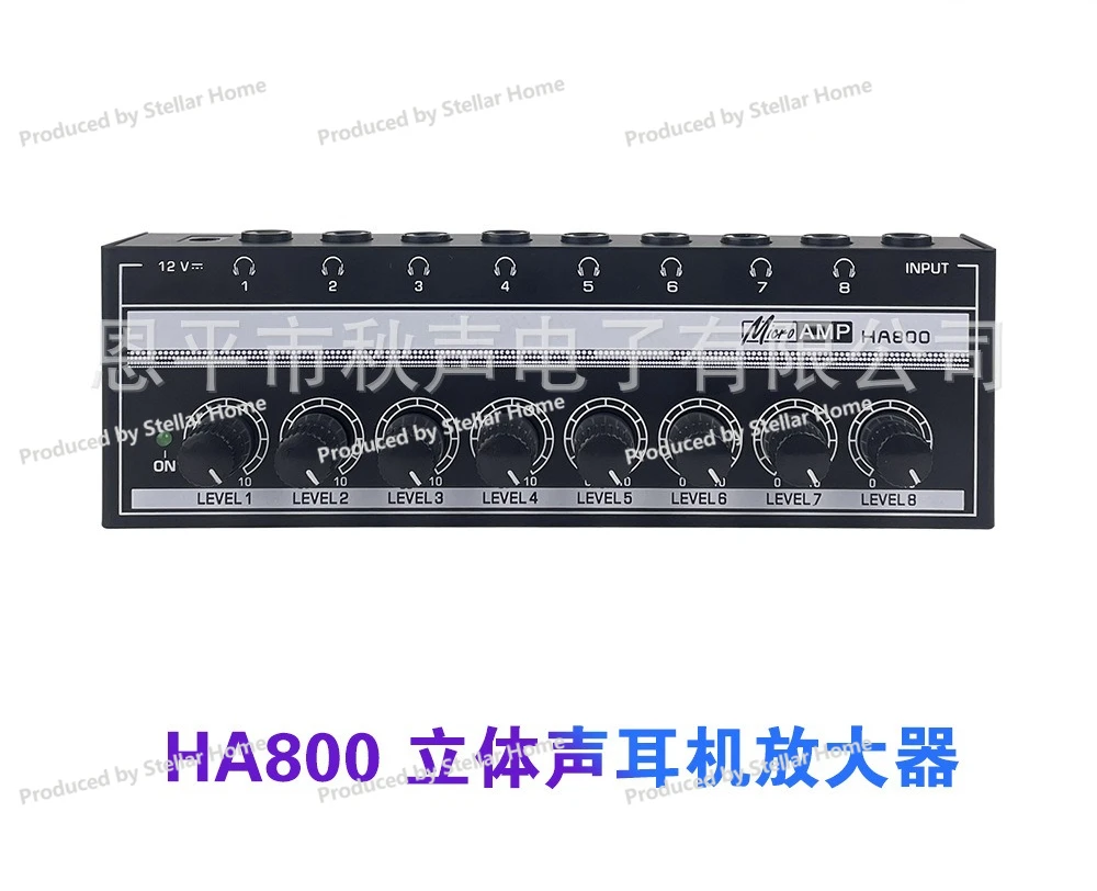 HA800 8-channel Monitor Earphone Amplifier, Earphone Amplifier Signal Distributor, One in And Eight Out Monitor Power Amplifier