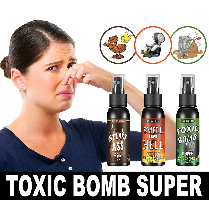 30ML Prank Novelties Toy Gag Joke Liquid Fart Spray Can Stink Bomb Stinky Gas Ass-Smelly Toys Great Gifts for Kids Adults