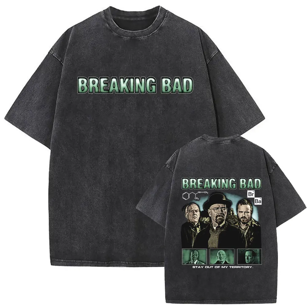 Heisenberg TV Breaking Bad Stay Out of My Territory Vintage Washed T Shirt Better Call Saul Graphic T-shirt Men Cotton T-shirts