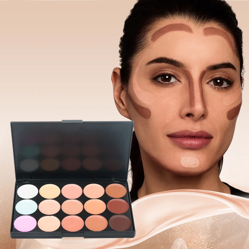 Concealer in 15 colors, foundation cream, contour cream, moisturizing face concealer, liquid foundation, acne marks