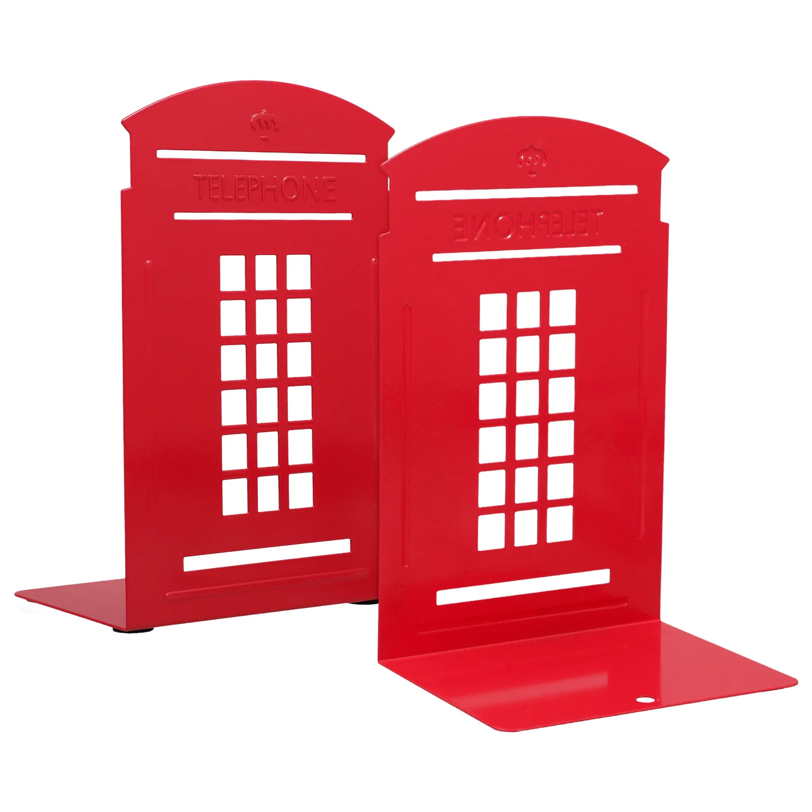 

2Pcs Creative Bookends Vintage Telephone Booth Iron Sturdy Book Support Ends for Shelves Decorations Metal British Style Crafted