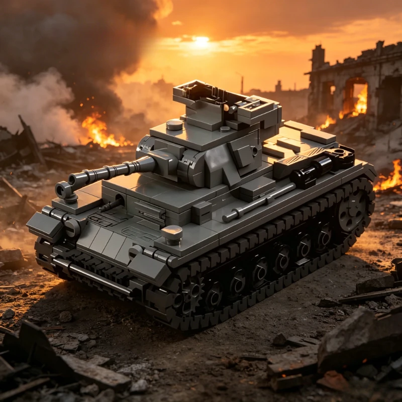 

MOC WW2 F-type Heavy Tank War II Military Equipment Building Blocks Model DIY Children's Assembly Toys Boy Creative Gift