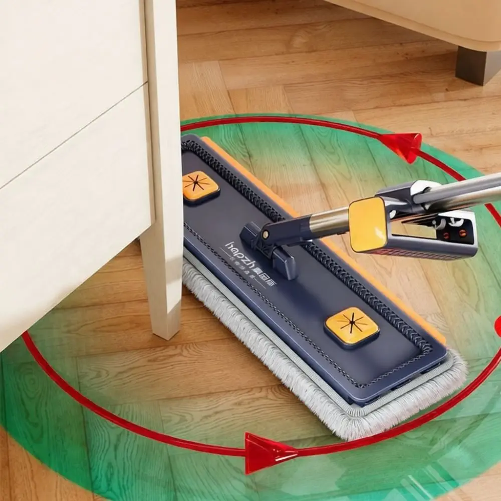 Ergonomic Hands Free Flat Mop Self Wringing Floor Cleaner With Reusable Microfiber Pads For Daily Household Room Care