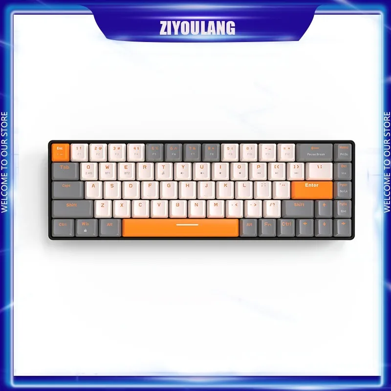 

Ziloulang K68 68 Key Bluetooth Wireless Mechanical Keyboard Dual Mode Hot-Swappable Red Switch for PC PS4 Xbox IPhone IPad