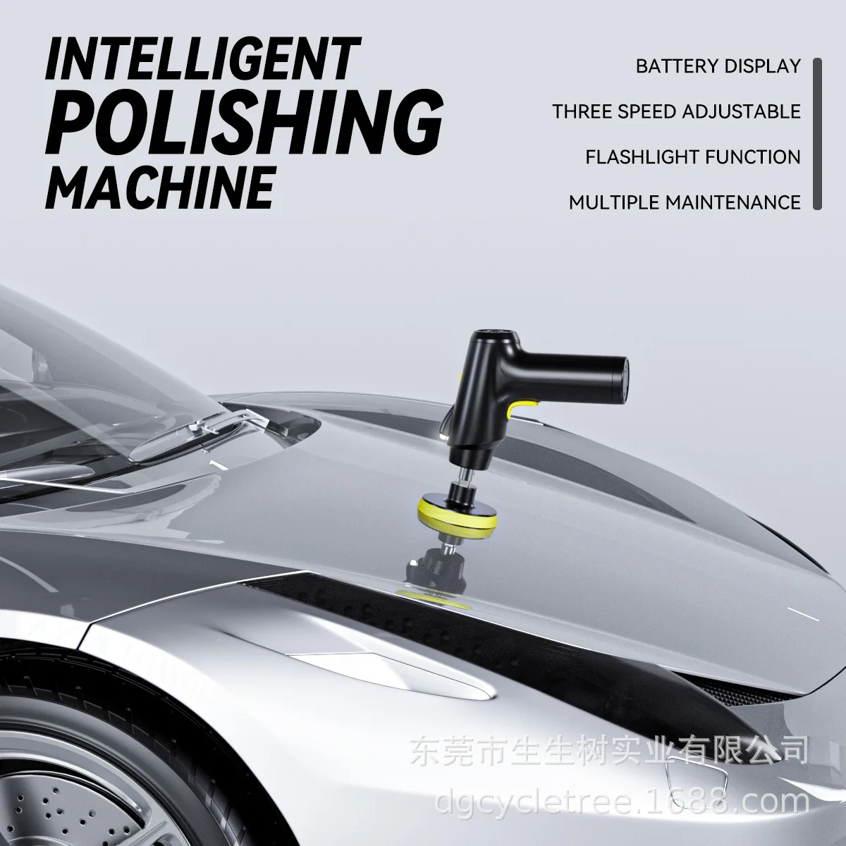 Wireless Car Polishing Machine 48W Cordless Waxer with 3 Speed LED Light for Paint Scratch Removal Detailing and Auto Care