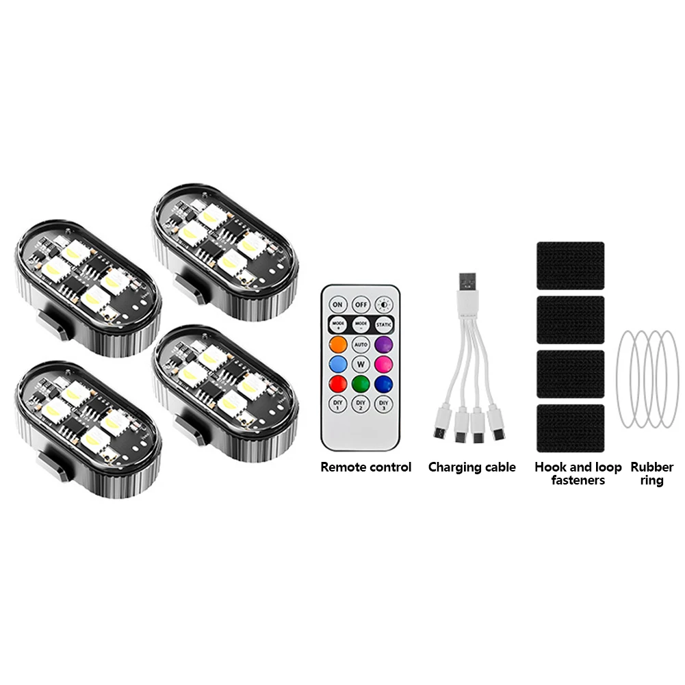 RGB Wireless LED Strobe Warning Light USB Recharge Anti-Collision Flash Position Lamp For Motorcycle Car Bicycle Aircraft Lamp