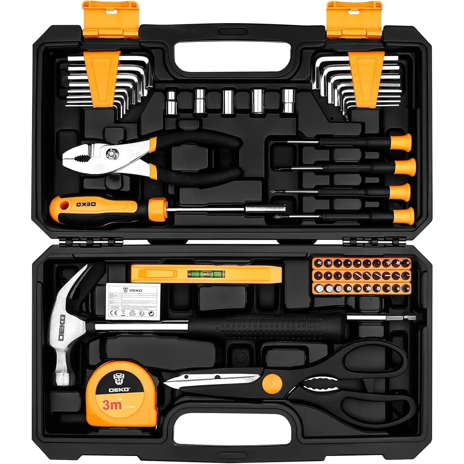 

62 Piece Household Tool Set Basic Home Tool Kit With Plastic Toolbox Hand Tools Storage Case