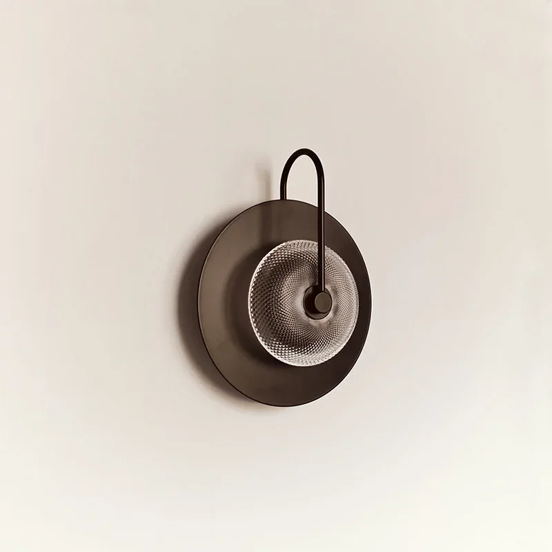 

SANDYHA Modern Iron Art Circular Glass LED Wall Lamp Stylish Lighting Fixture for Living Room Bedroom Bedside Decor Ideal for