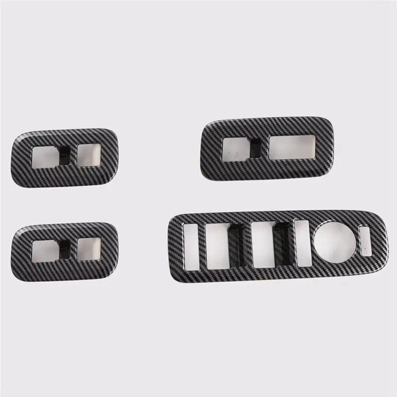 For Santa Fe MX5 2024 LHD Carbon Fiber Car Window Lift Switch Buttons Cover Trim Accessories-A91R