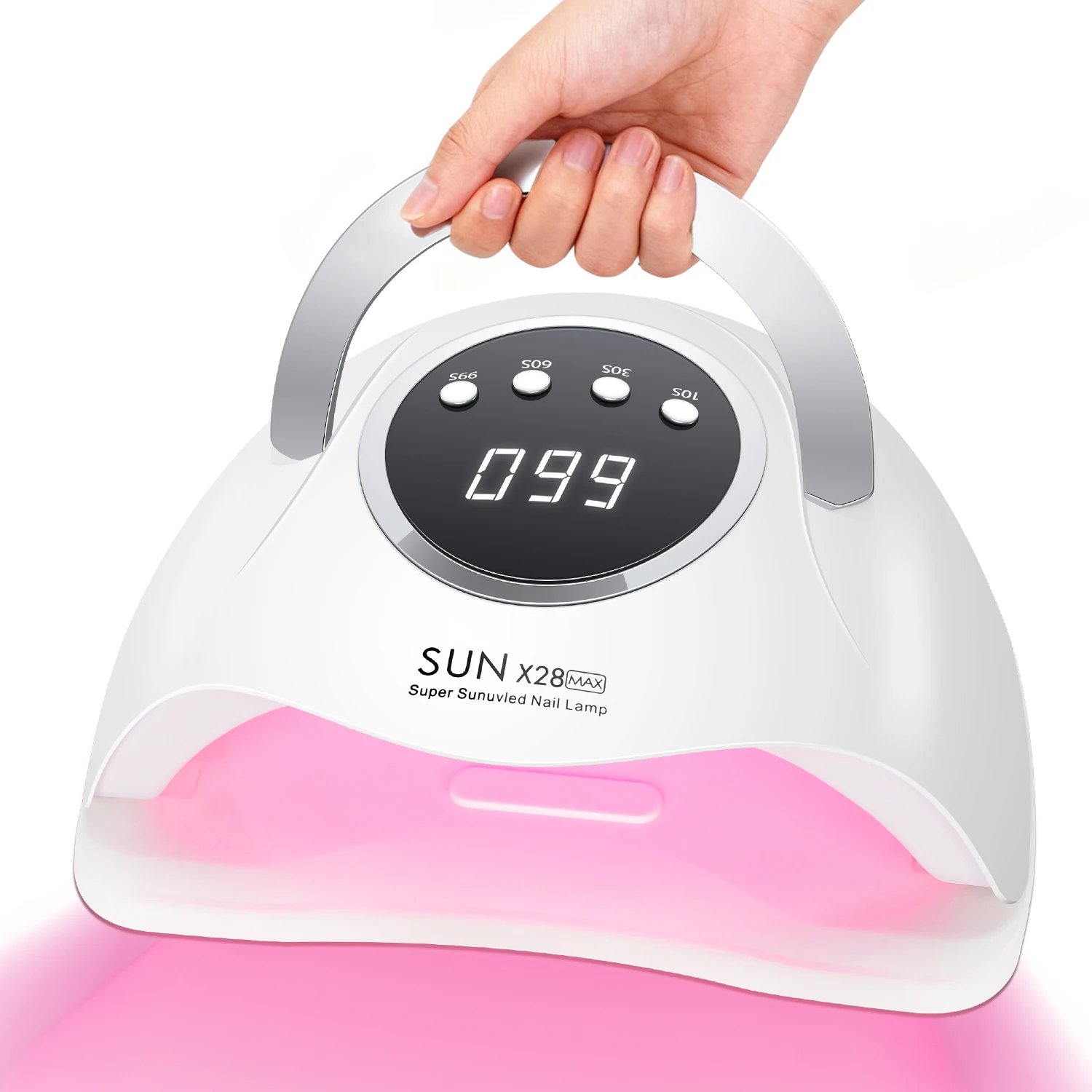 โคมไฟเล็บ 90-LED – แห้งเร็ว 2 เท่า, เซ็นเซอร์อัตโนมัติอัจฉริยะ, จอ LCD ตั้งเวลาได้ 4 แบบ และฐานที่ถอดออกได้ (ใช้ได้กับมือ/เท้า)