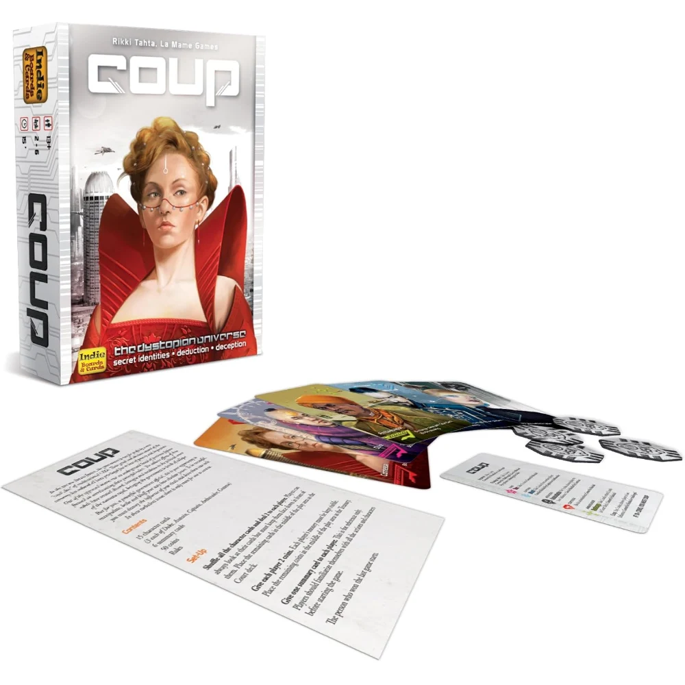 Avalon Coup, an all English independent board game featuring cards and chessboards, family party strategy game, children's toys